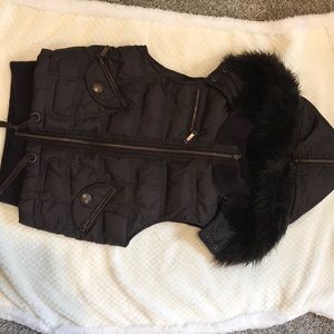 Warm down vest removable hood